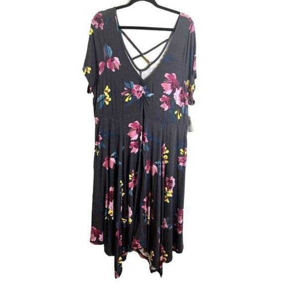 Torrid Dress 3X Black Floral Midi Boho Whimsigoth Fairy Western Neutral Retro - Picture 1 of 15